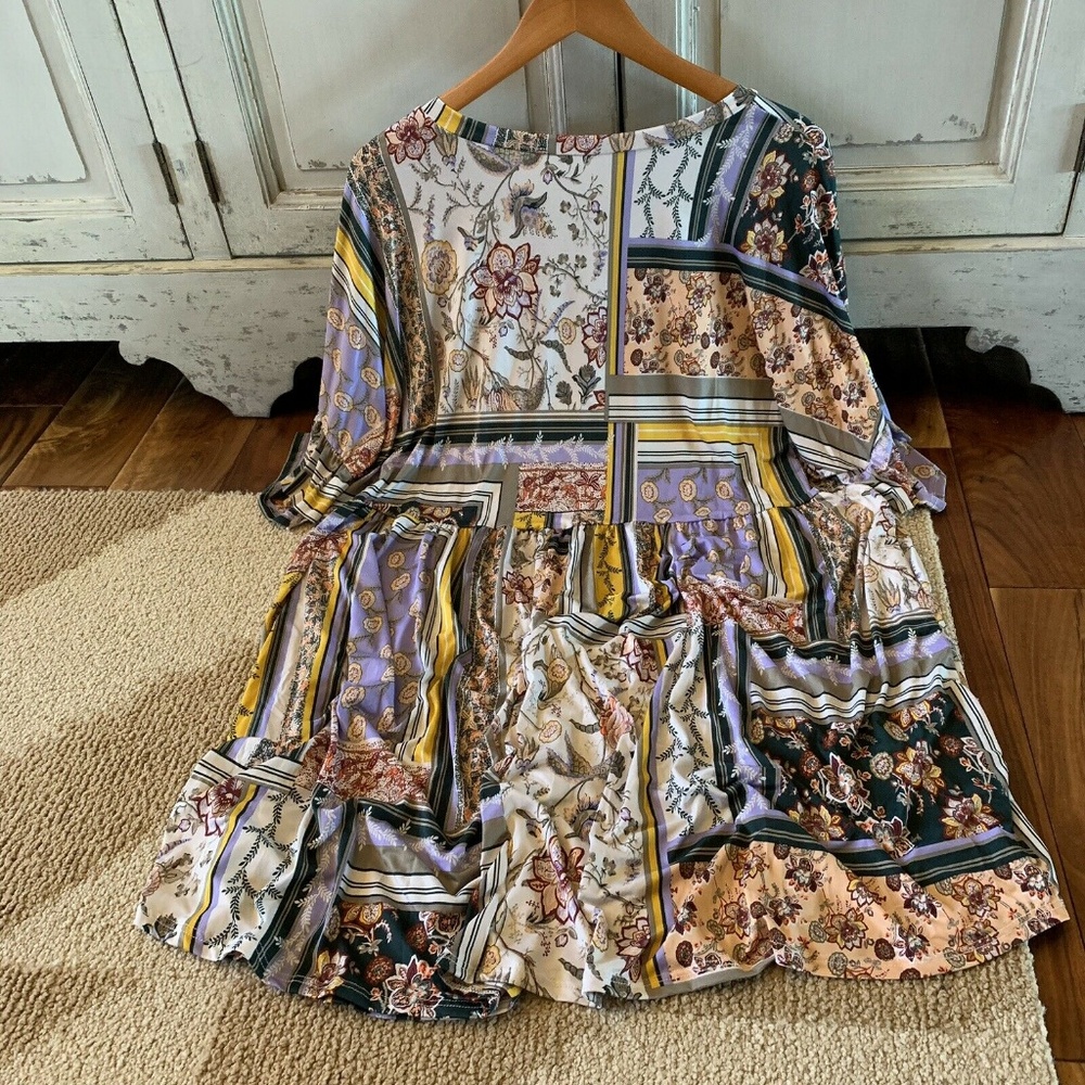 New PLUS SIZE Patchwork Boho Print Tunic Dress - Picture 4 of 7